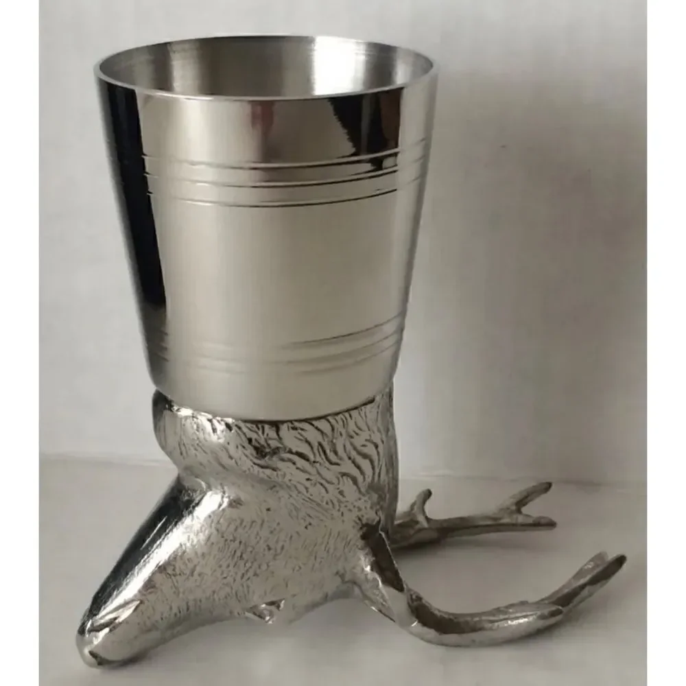 Vintage Pinder Brothers Jagermeister Stag Head English Pewter Measure Cup